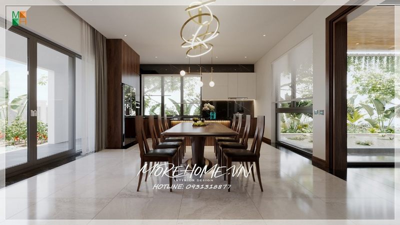 Bộ bàn ăn 8 ghế gỗ tự nhiên hiện đại sử dụng thoải mái, thẩm mỹ độc đáo gây ấn tượng