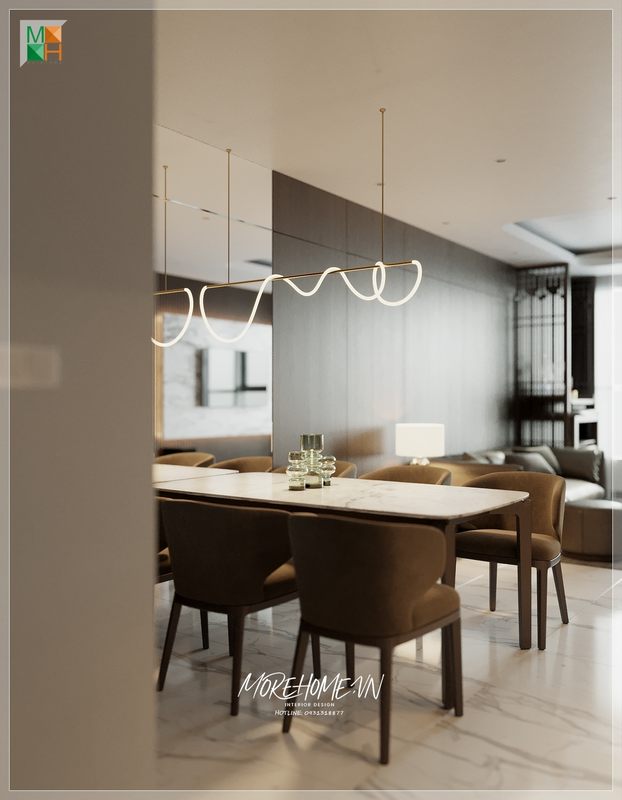 Bộ bàn ăn 6 ghế gỗ tự nhiên bọc nhung màu nâu hiện đại giá trị thẩm mỹ mang lại cao