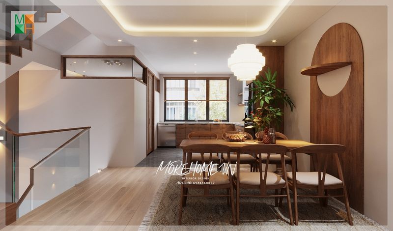 Thiết kế không gian phòng ăn liền bếp nhà phố tạo độ mở sự thông thoáng cho không gian tạo sự gắn kết tình cảm giữa các thành viên